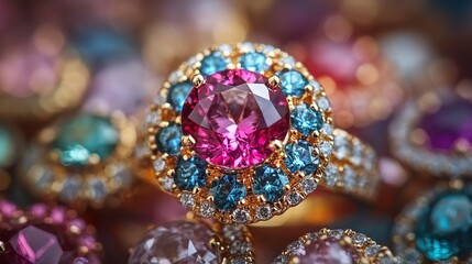 Stunning Pink and Blue Gemstone Ring: Luxury Jewelry