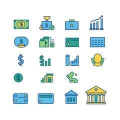 Set of Vector Finance Icons with Modern Design