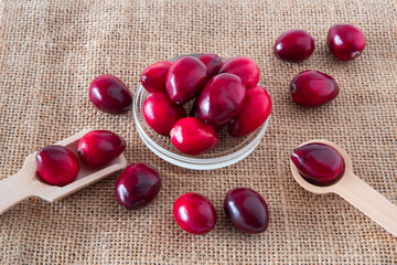 Close-up of fresh red cranberries