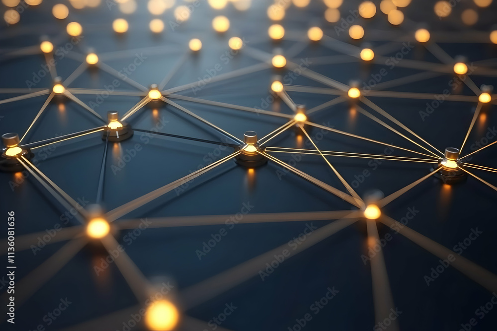 Aufkleber illuminated nodes connected by lines forming a network.