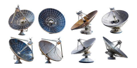 Satellite Dishes Collection, PNG collection, set bundle, isolate on transparent or white background