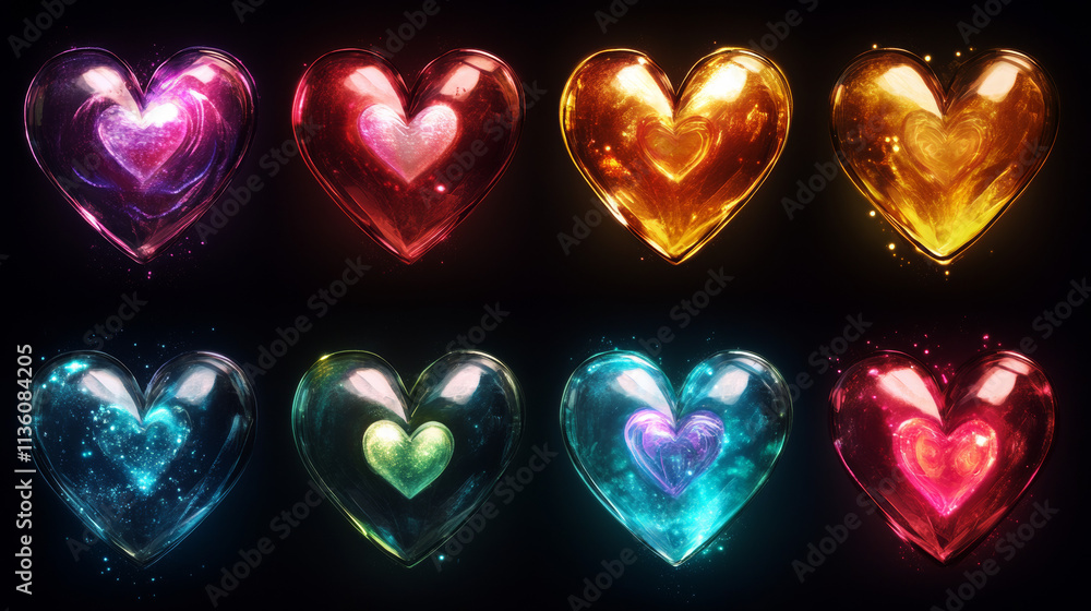 Poster heart fill progress game animation sprite sheet, app icons. ui or gui design elements, status of lov