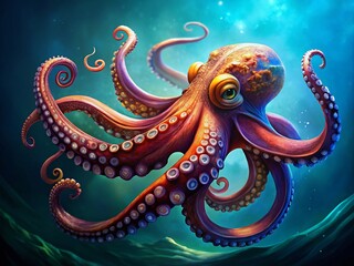 Fototapeta premium Colorful Octopus Illustration Sea Creature Design