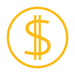 żółty symbol dolara, grafika wektorowa