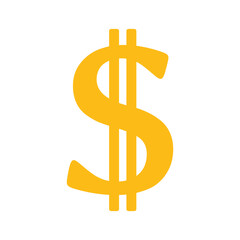 żółty symbol dolara, grafika wektorowa