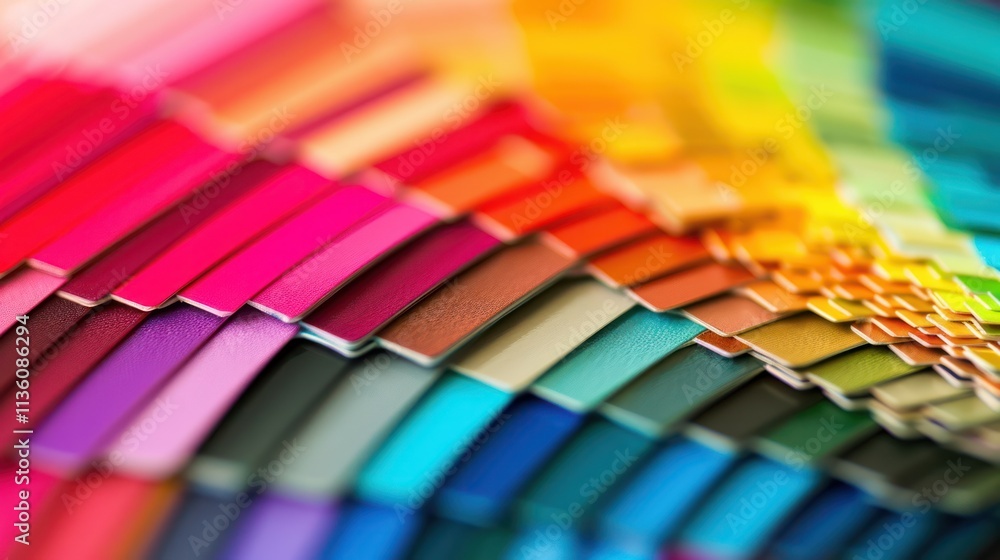 Poster wheel measure card vibrant display of color swatches arranged in a gradient, showcasing various shad
