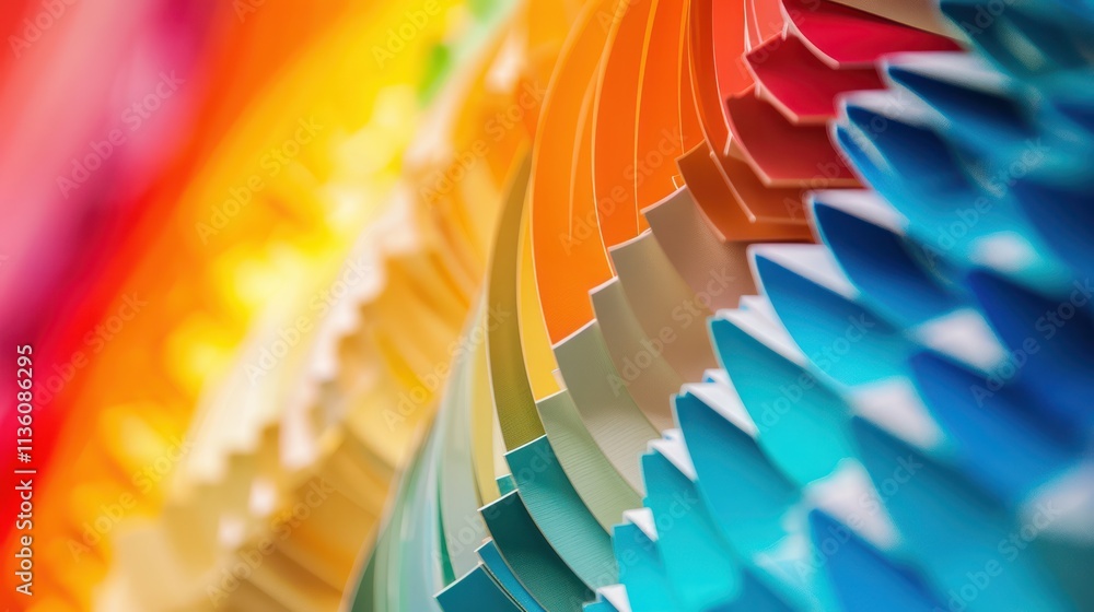 Poster measure card abstract image featuring layered paper in a gradient of colors, showcasing an artistic 