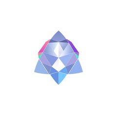 Obraz premium Abstract Geometric Diamond: A minimalist design of a diamond shaped gem with vibrant, iridescent colors. The geometric facets create a contemporary and visually intriguing pattern. 
