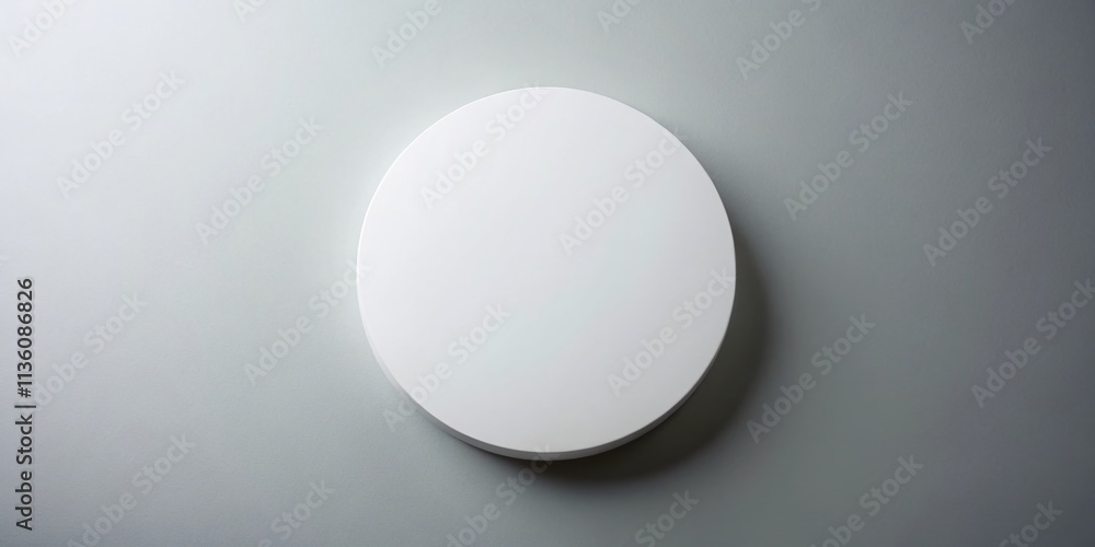 Poster conceptual photography of an empty white round layout on a subtle grey background, perfect for creat