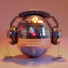 photo discoball with headphones on top