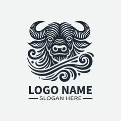 Ox Logo Design, Chinese Zodiac Logo, Year of the Ox Logo, Asian Culture Logo, Animal Logo