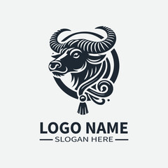 Ox Logo Design, Chinese Zodiac Logo, Year of the Ox Logo, Asian Culture Logo, Animal Logo