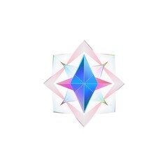 Obraz premium Celestial Gem: Iridescent, geometric starburst design. Abstract art with vibrant, jewel-toned colors. Perfect for mystical, spiritual, or technology themes. 