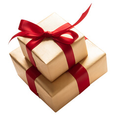 Premium of gold gift box with red ribbon bow for  decoration advertising template...