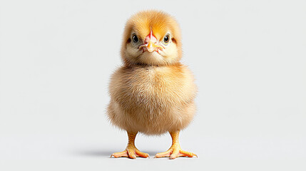 Fototapeta premium Tiny Chick, Feathery Wonder: A close-up portrait of a fluffy, yellow chick, showcasing its endearing features, captivating innocence, and the beauty of new life. 