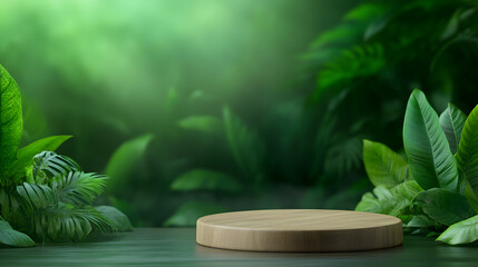 Natural podium surrounded by lush greenery ideal for presentations and events captivating jungle environment perspective