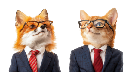 Sophisticated cat in suit and glasses, a portrait of feline professionalism business acumen in the pet fashion world