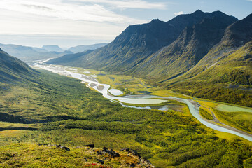 Bergmassiv Bielloriehppe, Rapaälven, Rapadalen, Sarek Nationalpark, Lappland, Schweden, Europa