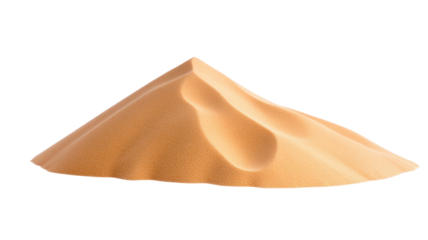 A smooth, conical mound of fine, golden sand with soft curves and gentle slopes.