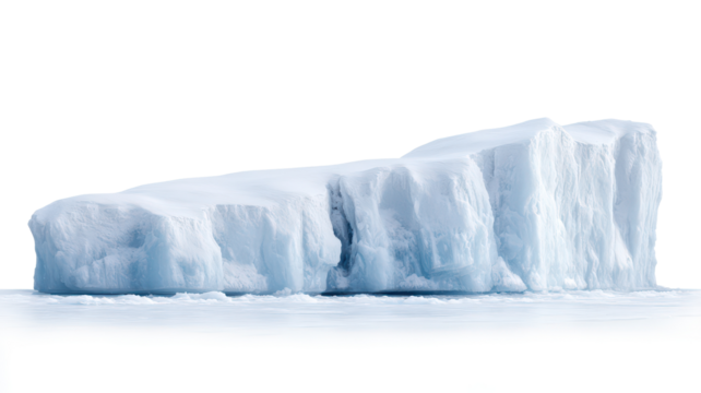 A large, smooth ice block against a black background, showcasing its icy texture and glacial features.