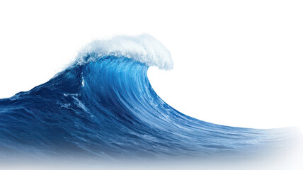 A large, cresting ocean wave with vibrant blue hues and a frothy white top.