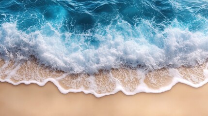 Fototapeta premium Serene Seascape: Crashing Waves on a Sandy Beach