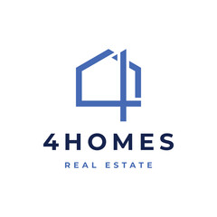 real estate logo design, or a house with the number 4