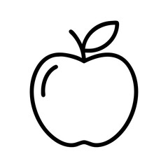 apple icon, back to school line art, education icon - simple black line art icon of apple, symbolizing back to school celebrations. education vector art.