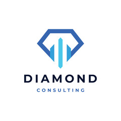 consulting logo design or diamond with financial graph