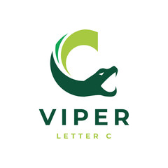 animal logo design or viper with letter C