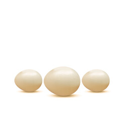 closeup of brown chicken eggs isolated on white background