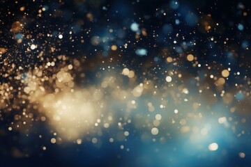 Fototapeta premium Abstract glittering particles background for christmas or party design with golden and blue lights