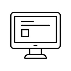 computer screen icon, back to school line art, education icon - simple black line art icon of computer screen, symbolizing back to school celebrations. education vector art.