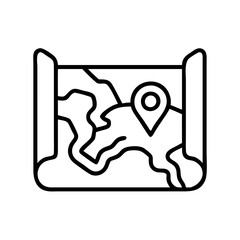 geography map icon, back to school line art, education icon - simple black line art icon of geography map, symbolizing back to school celebrations. education vector art.