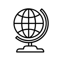 Obraz premium globe with stand icon, back to school line art, education icon - simple black line art icon of globe with stand, symbolizing back to school celebrations. education vector art.