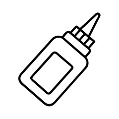 glue bottle icon, back to school line art, education icon - simple black line art icon of glue bottle, symbolizing back to school celebrations. education vector art.