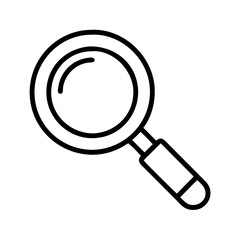 magnifying glass icon, back to school line art, education icon - simple black line art icon of magnifying glass, symbolizing back to school celebrations. education vector art.