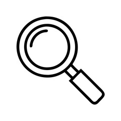 magnifying glass icon, back to school line art, education icon - simple black line art icon of magnifying glass, symbolizing back to school celebrations. education vector art.