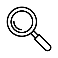 magnifying glass icon, back to school line art, education icon - simple black line art icon of magnifying glass, symbolizing back to school celebrations. education vector art.