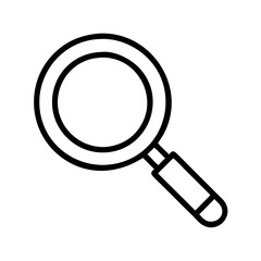 magnifying glass icon, back to school line art, education icon - simple black line art icon of magnifying glass, symbolizing back to school celebrations. education vector art.
