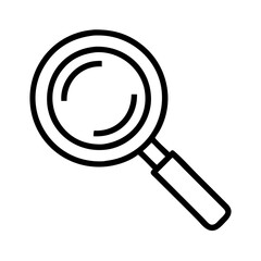magnifying glass icon, back to school line art, education icon - simple black line art icon of magnifying glass, symbolizing back to school celebrations. education vector art.