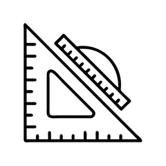 protractor icon, back to school line art, education icon - simple black line art icon of protractor, symbolizing back to school celebrations. education vector art.