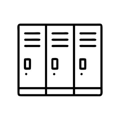 school hallway locker icon, back to school line art, education icon - simple black line art icon of school hallway locker, symbolizing back to school celebrations. education vector art.