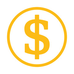 żółty symbol dolara, grafika wektorowa