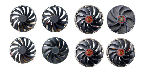 Collection of Stylish Cooling Fan Designs for PCs, PNG collection, set bundle, isolate on transparent or white background