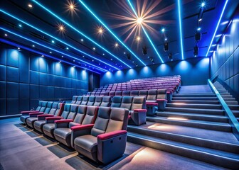Obraz premium Dolby Plus Theater Minimalist Design: Clean Lines, Immersive Sound, Modern Cinema
