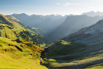 Blick vom Zeiger ins Hintersteinertal, Allgäuer Alpen, Allgäu, Bayern, Deutschland