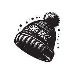 snow hat silhouette vector illustration