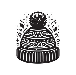 snow hat silhouette vector illustration