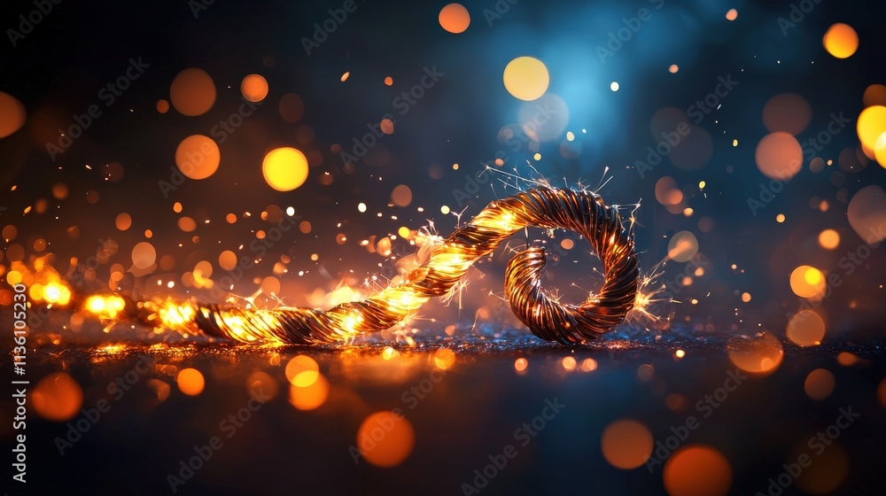 Poster a string of firecrackers coiled into a dynamic spiral, with delicate smoke effects and a glowing fes